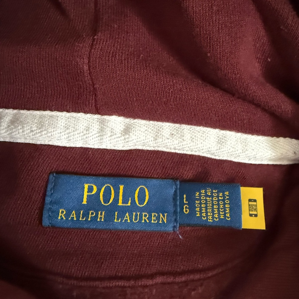 Polo Ralph Lauren Big Pony #3 Striped Burgundy Quarter Button Pullover Hoodie - Picture 5 of 7